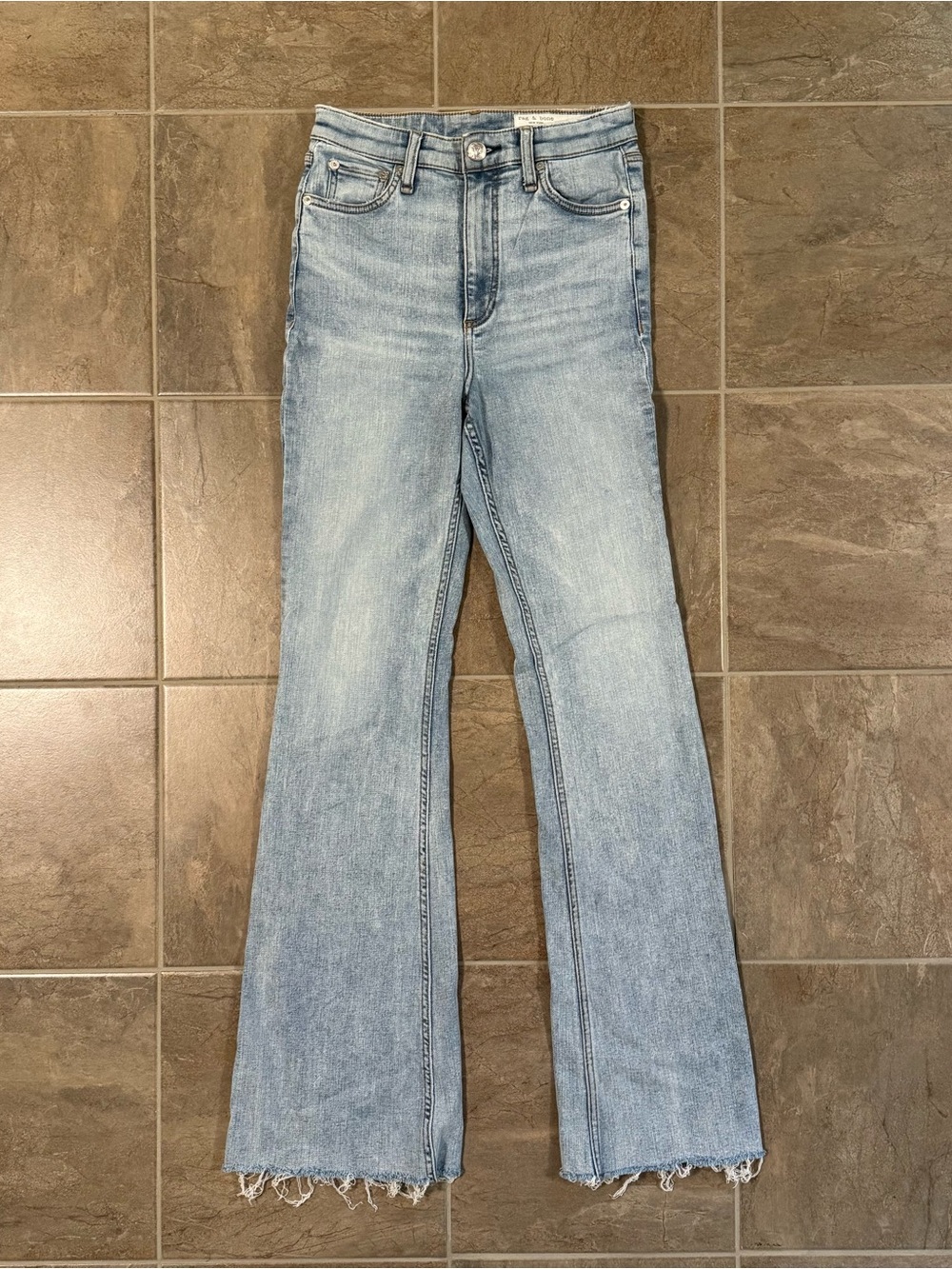 Rag & Bone Casey High-Rise Flare Raw Hem Jeans in Lola 26